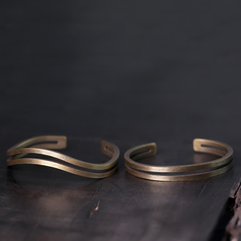 BWOOOH Rustic Copper Luck Viking Cuff Bracelet