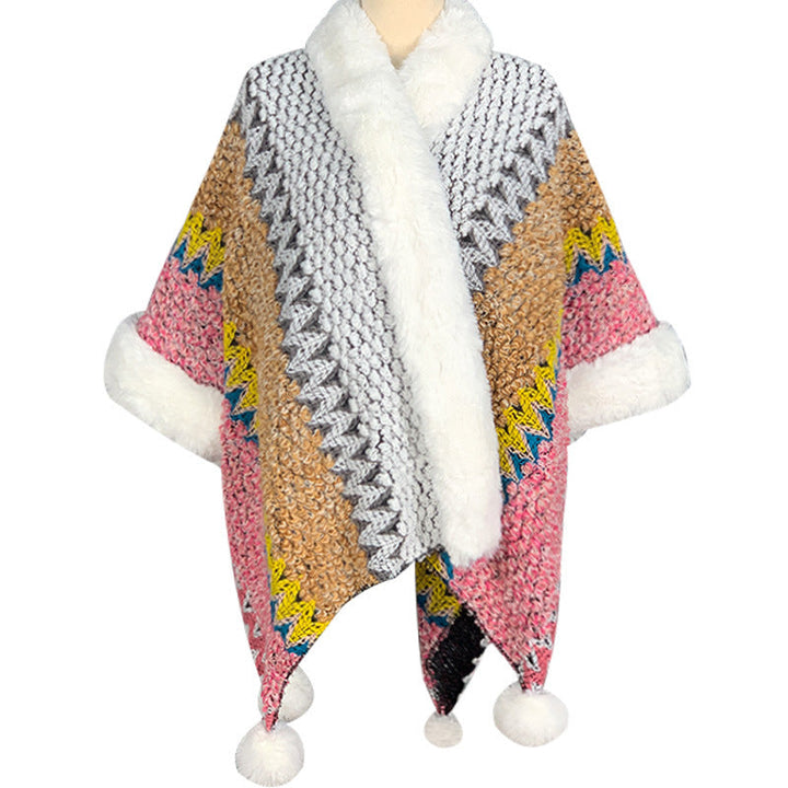 BWOOOH Tibetan Multicolored Striped Shawl Winter Cozy Tra