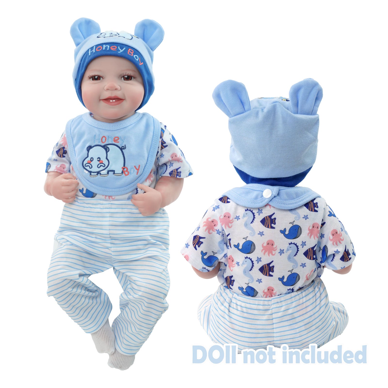 17-22 Inch Newborn Baby Dolls Reborn Baby Dolls Clothes Set Boy,5pcs Real Life Baby Dolls Outfits Accessories with Clothing Set