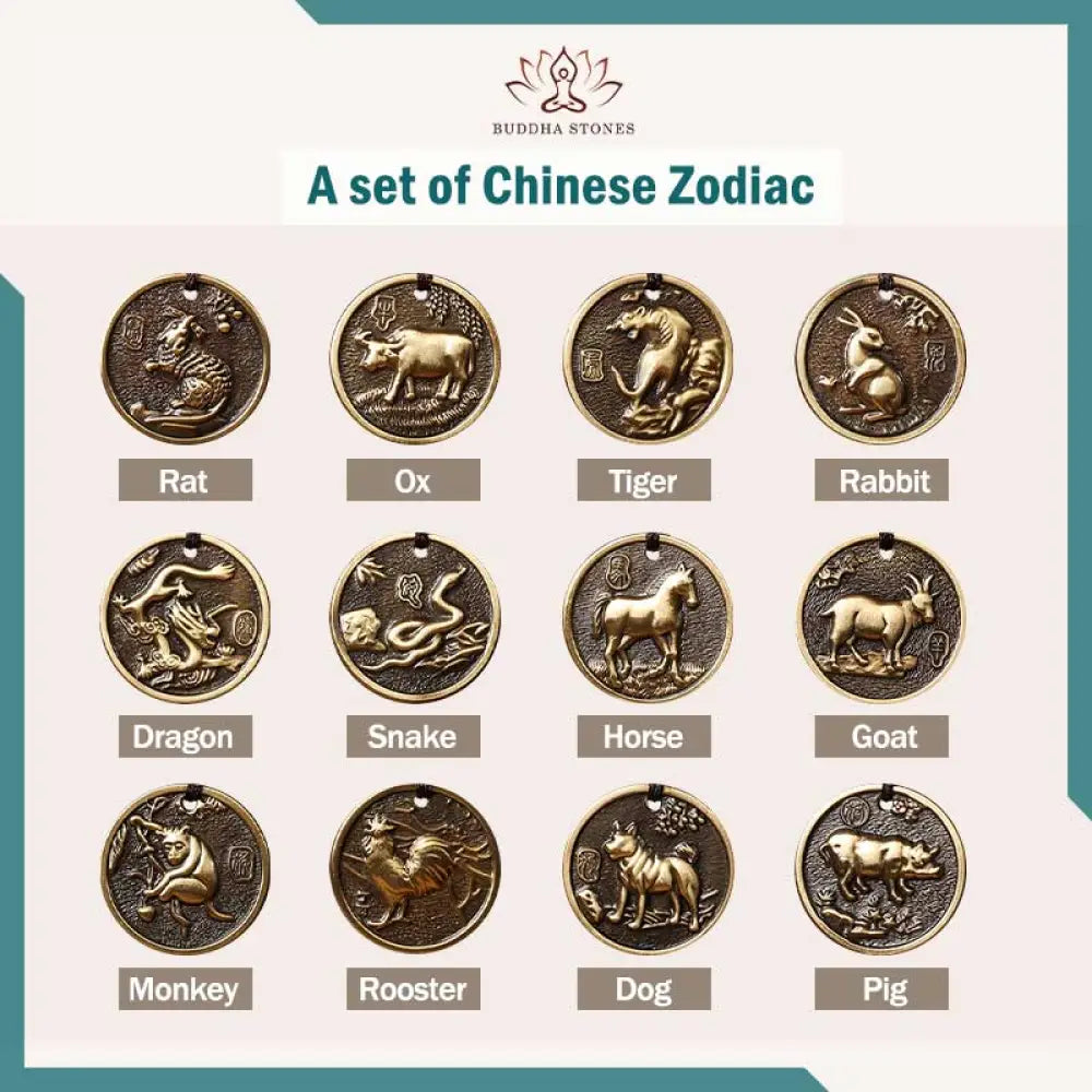 Chinese Zodiac Copper Luck Keychain Decoration - A set - Key Chain