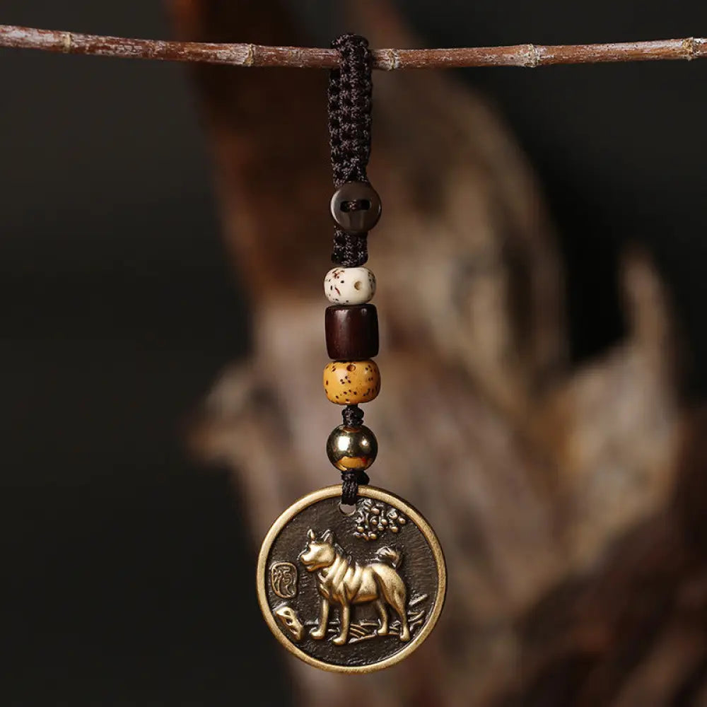 Chinese Zodiac Copper Luck Keychain Decoration - Dog - Key Chain