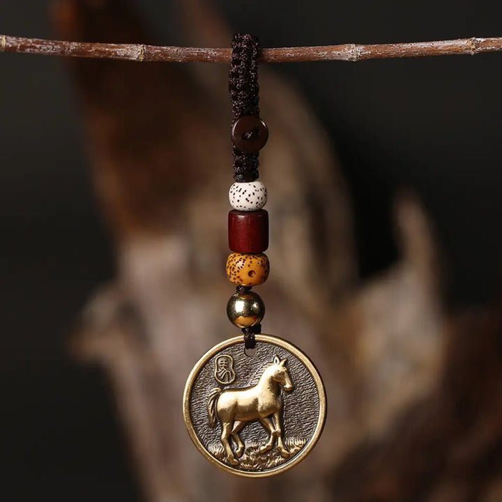Chinese Zodiac Copper Luck Keychain Decoration - Horse - Key Chain