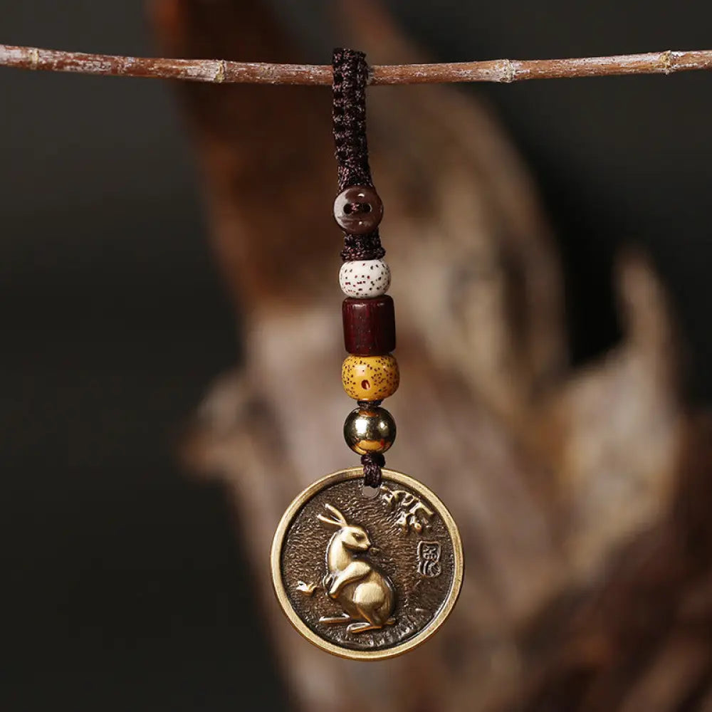 Chinese Zodiac Copper Luck Keychain Decoration - Rabbit - Key Chain