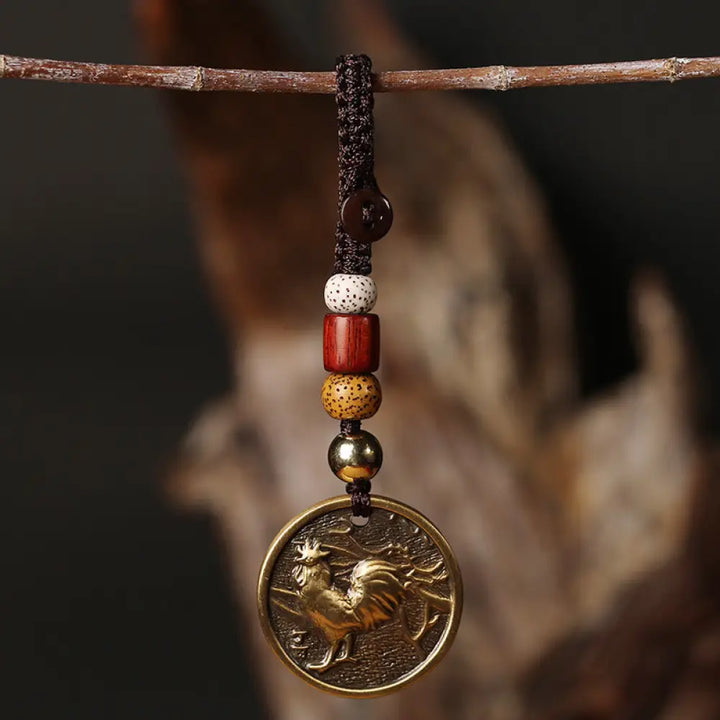Chinese Zodiac Copper Luck Keychain Decoration - Rooster - Key Chain