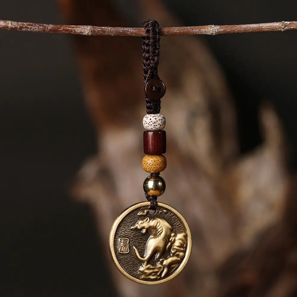 Chinese Zodiac Copper Luck Keychain Decoration - Tiger - Key Chain