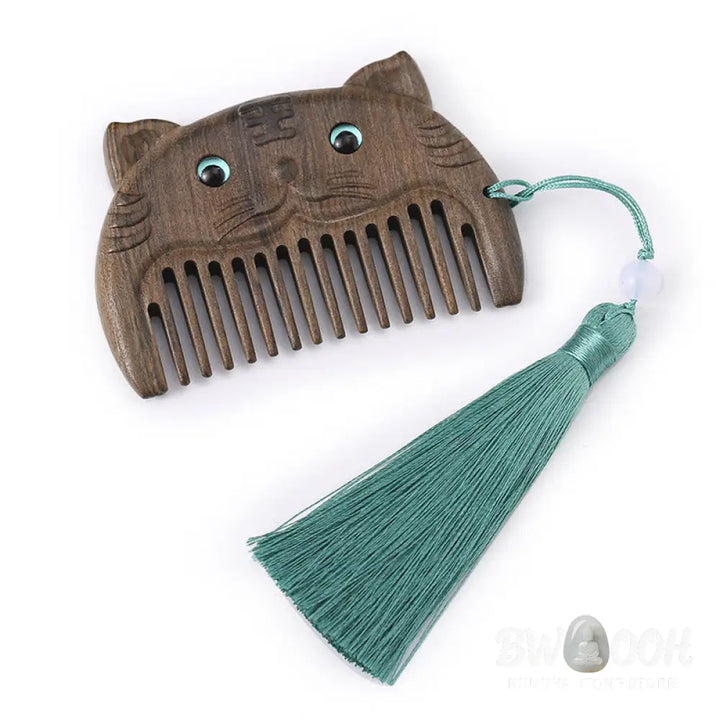 Chinese Zodiac Green Sandalwood Peace Mini Portable Comb - Comb
