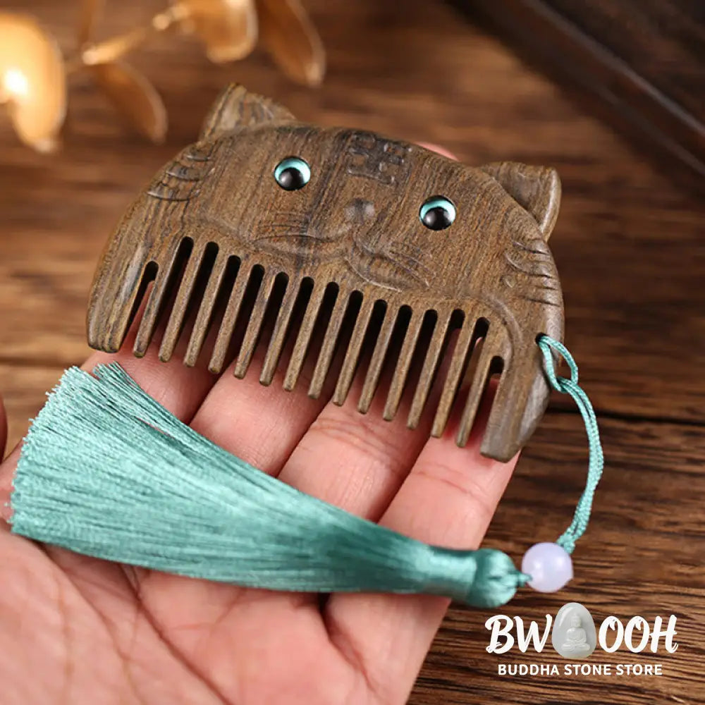 Chinese Zodiac Green Sandalwood Peace Mini Portable Comb - Comb