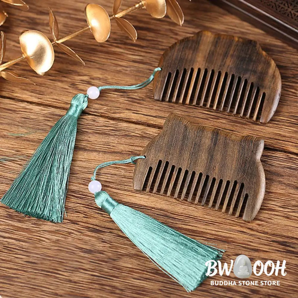 Chinese Zodiac Green Sandalwood Peace Mini Portable Comb - Comb