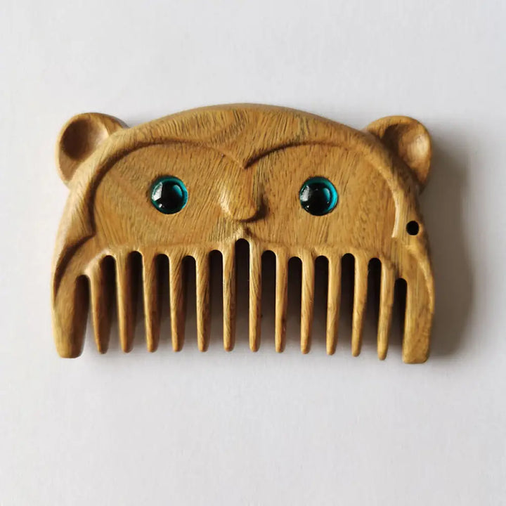 Chinese Zodiac Green Sandalwood Peace Mini Portable Comb - Green Sandalwood / Monkey - Comb