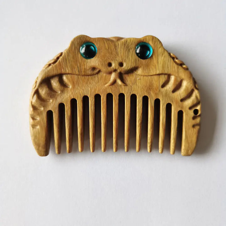 Chinese Zodiac Green Sandalwood Peace Mini Portable Comb - Green Sandalwood / Snake - Comb
