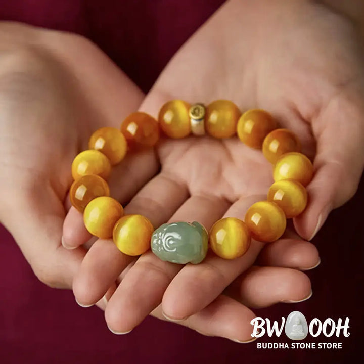 BWOOOH Chinese Zodiac Natal Buddha Tiger Eye Pixiu Jade Protection Bracelet | spiritual healing bracelet