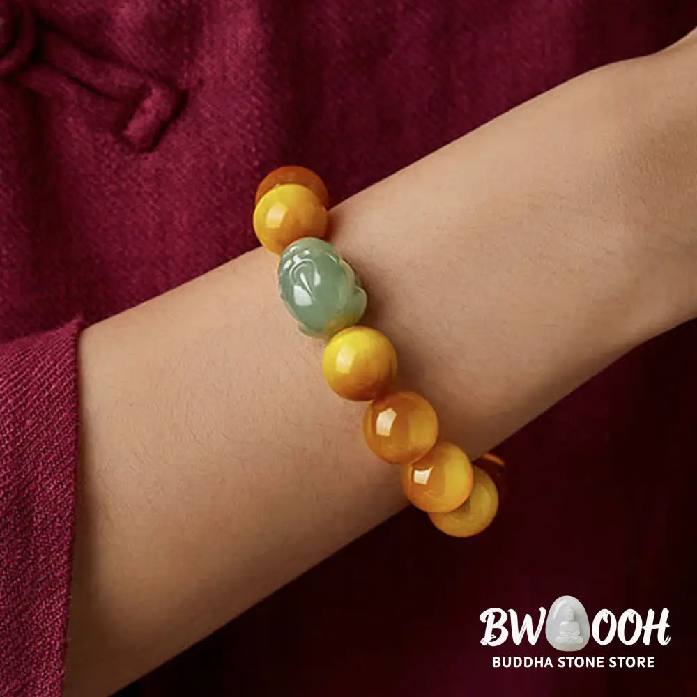 BWOOOH Chinese Zodiac Natal Buddha Tiger Eye Pixiu Jade Protection Bracelet | spiritual healing bracelet
