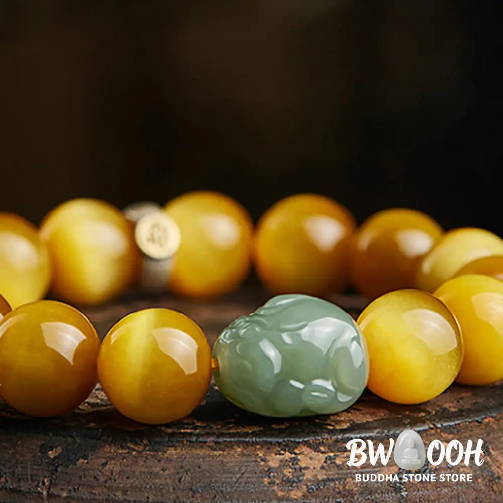 BWOOOH Chinese Zodiac Natal Buddha Tiger Eye Pixiu Jade Protection Bracelet | spiritual healing bracelet