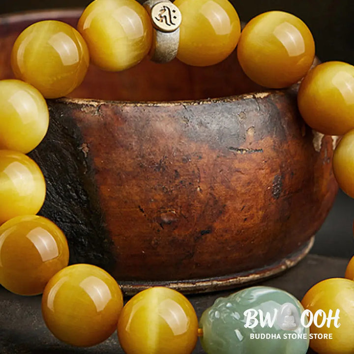 BWOOOH Chinese Zodiac Natal Buddha Tiger Eye Pixiu Jade Protection Bracelet | spiritual healing bracelet