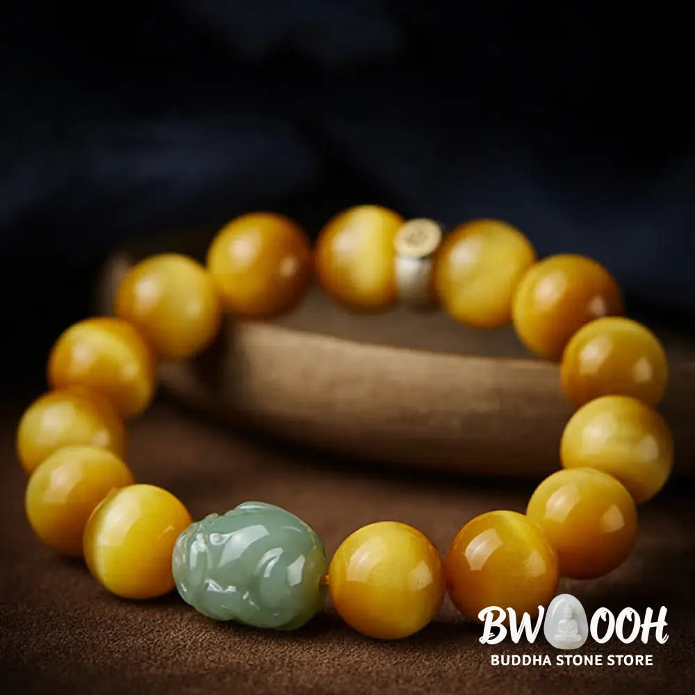 BWOOOH Chinese Zodiac Natal Buddha Tiger Eye Pixiu Jade Protection Bracelet | spiritual healing bracelet