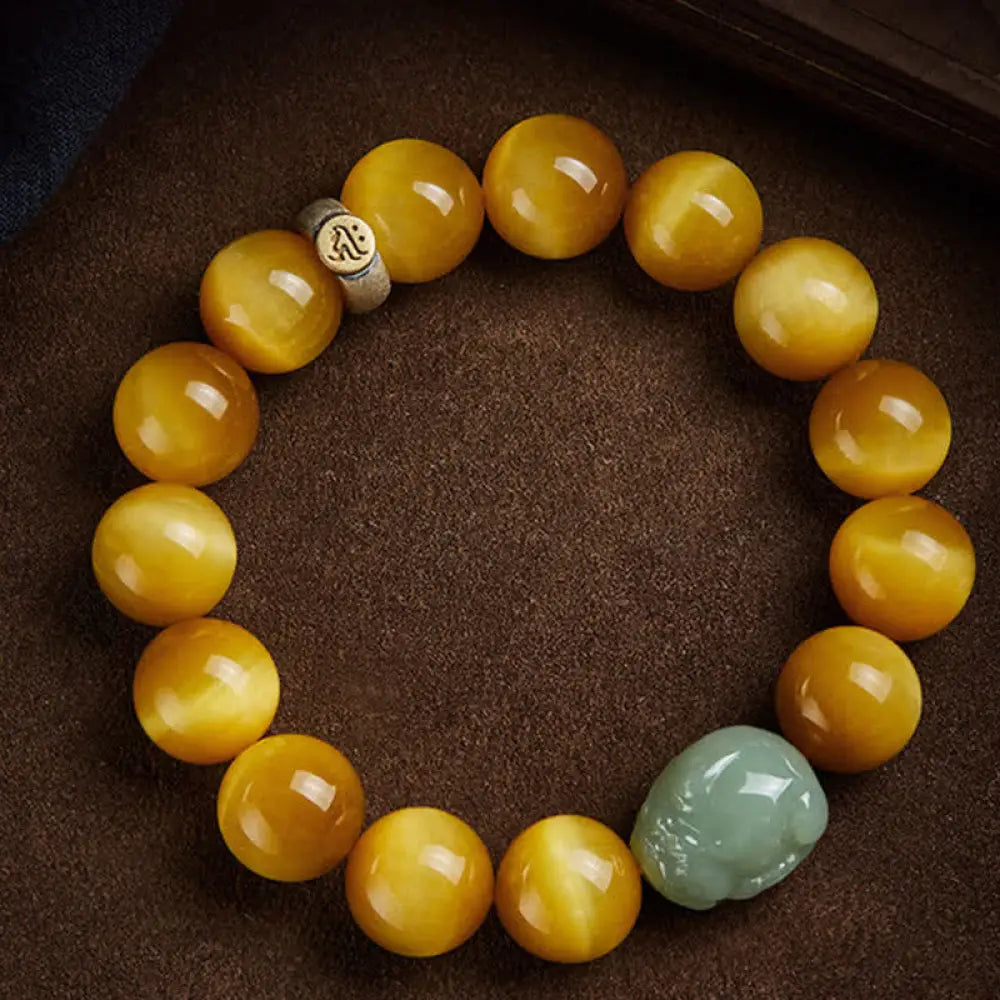 BWOOOH Chinese Zodiac Natal Buddha Tiger Eye Pixiu Jade Protection Bracelet | spiritual healing bracelet