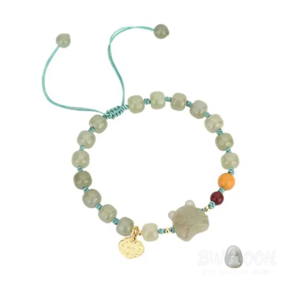 BWOOOH Chinese Zodiac Tiger Jade Blessing String Bracelet | natural stone spiritual bracelet for healing and mindful living