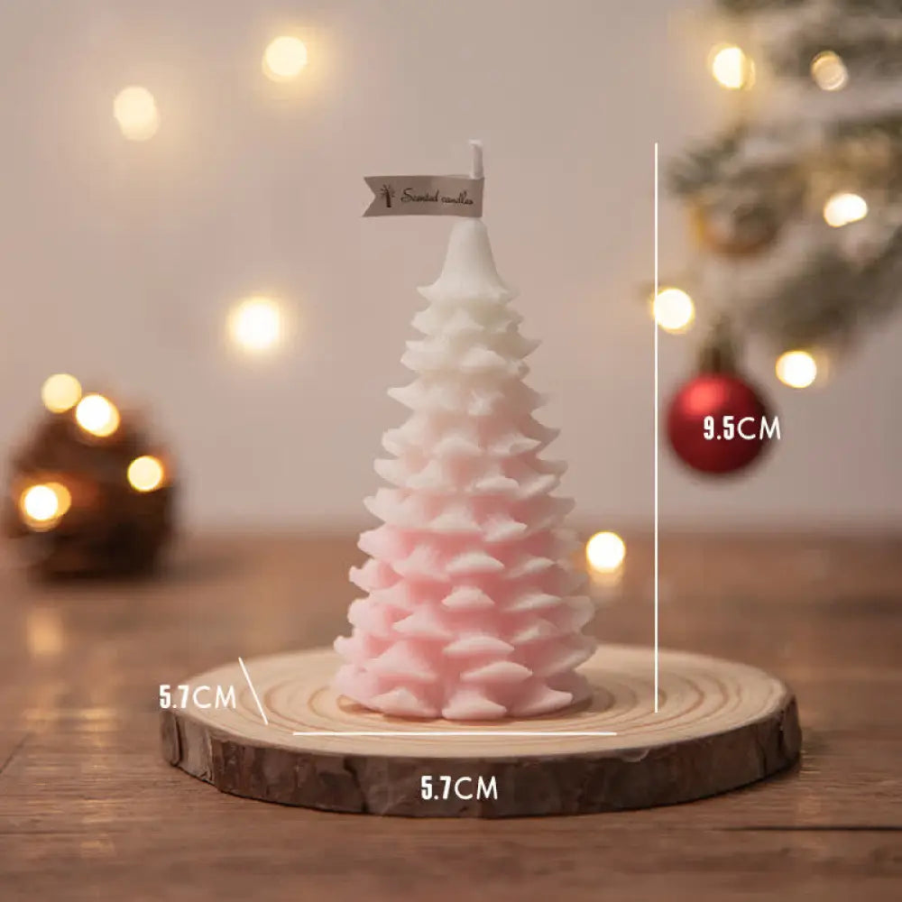Christmas Tree Scented Soy Wax Candle Gift For Family Friends - Pink Cedar Christmas Tree(White Peach Oolong) - Candles