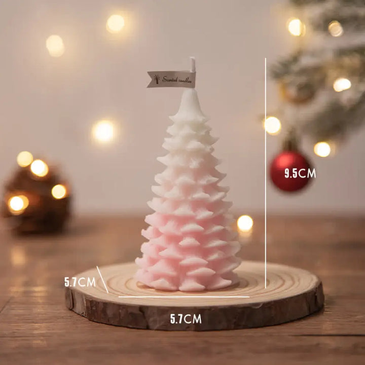 Christmas Tree Scented Soy Wax Candle Gift For Family Friends - Pink Cedar Christmas Tree(White Peach Oolong) - Candles
