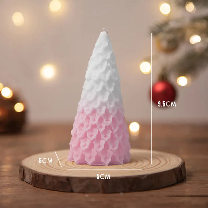 Christmas Tree Scented Soy Wax Candle Gift For Family Friends - Pink Pine Christmas Tree(White Peach Oolong) - Candles