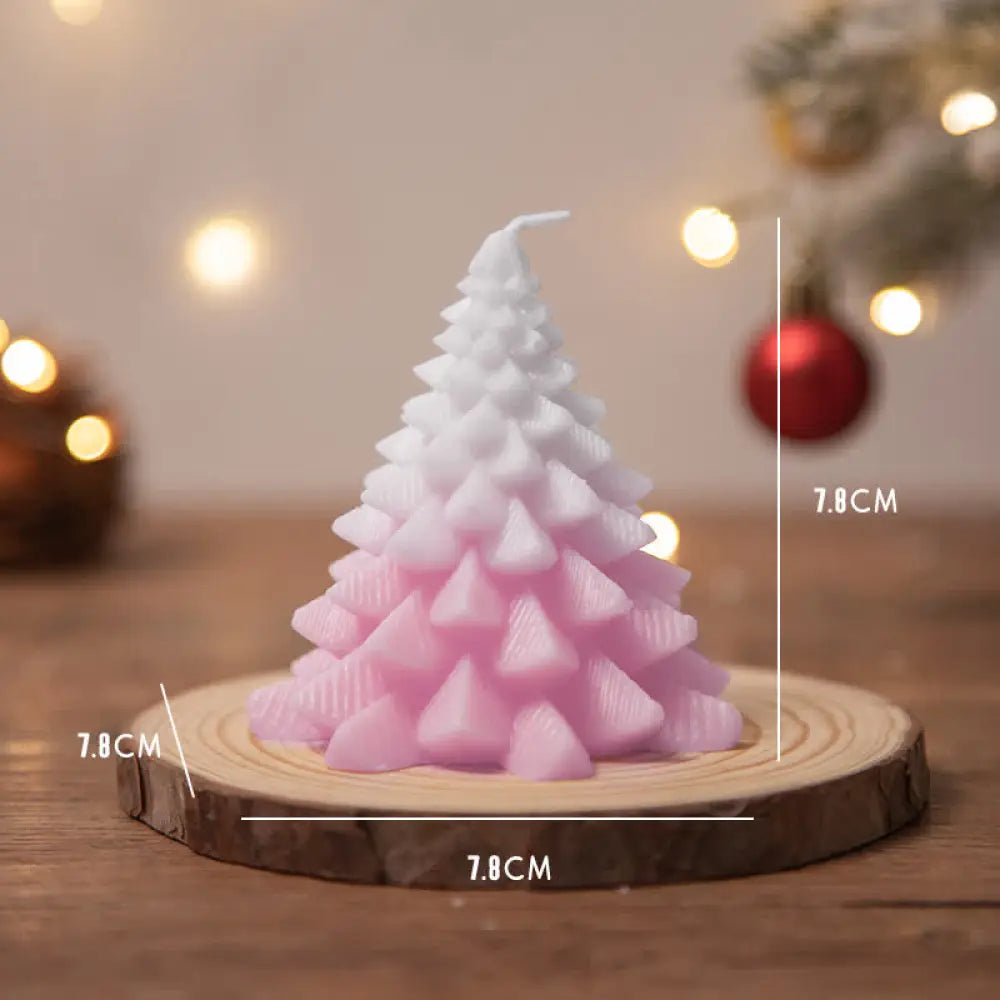 Christmas Tree Scented Soy Wax Candle Gift For Family Friends - Pink Christmas Tree(White Peach Oolong) - Candles