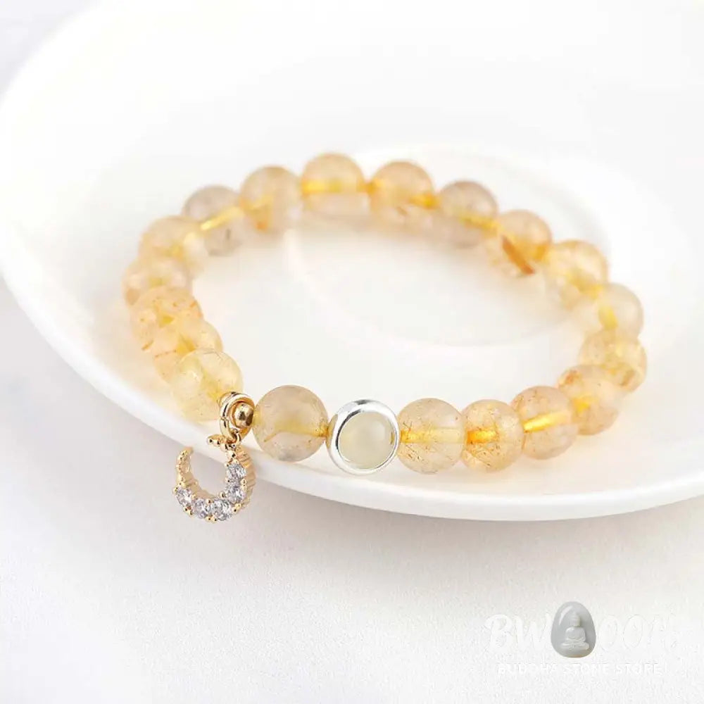 Citrine Luck Protection Moon Charm Bracelet - Citrine - Bracelet