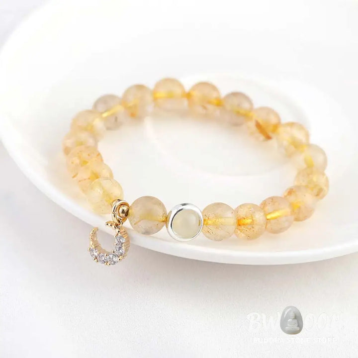 Citrine Luck Protection Moon Charm Bracelet - Citrine - Bracelet