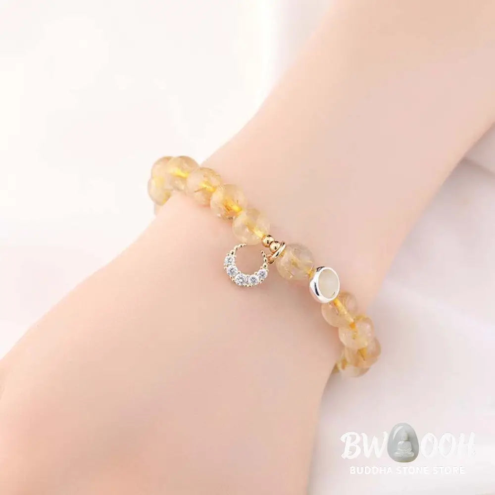 Citrine Luck Protection Moon Charm Bracelet - Citrine - Bracelet