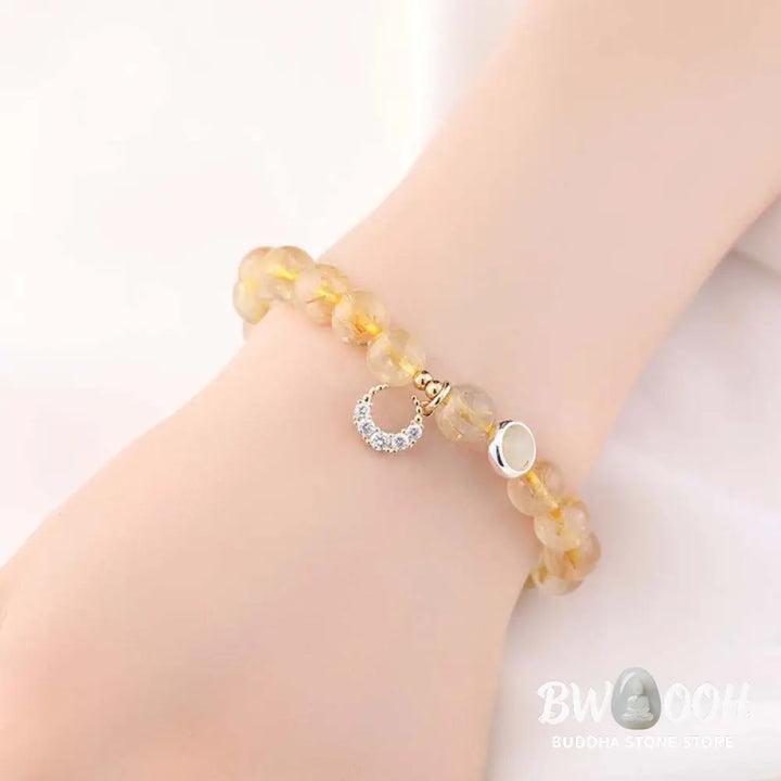 Citrine Luck Protection Moon Charm Bracelet - Citrine - Bracelet