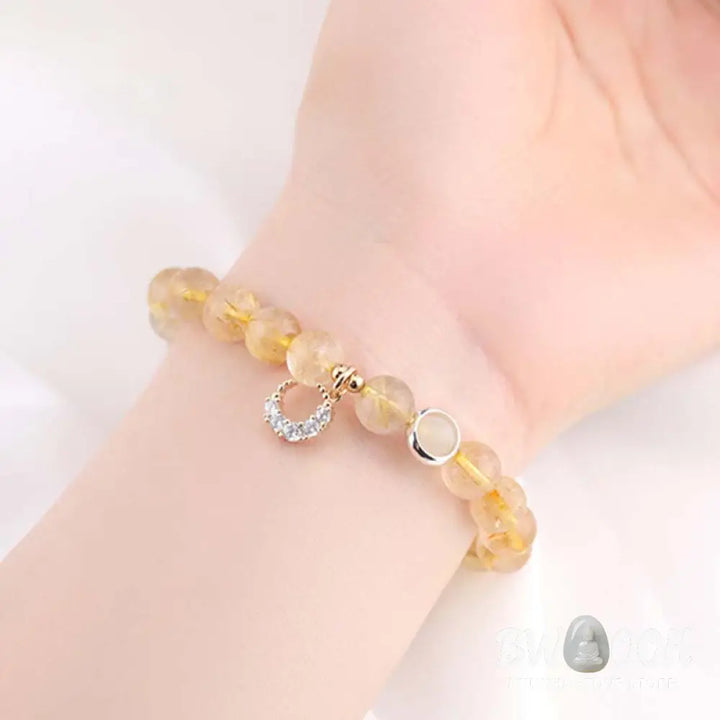 Citrine Luck Protection Moon Charm Bracelet - Citrine - Bracelet