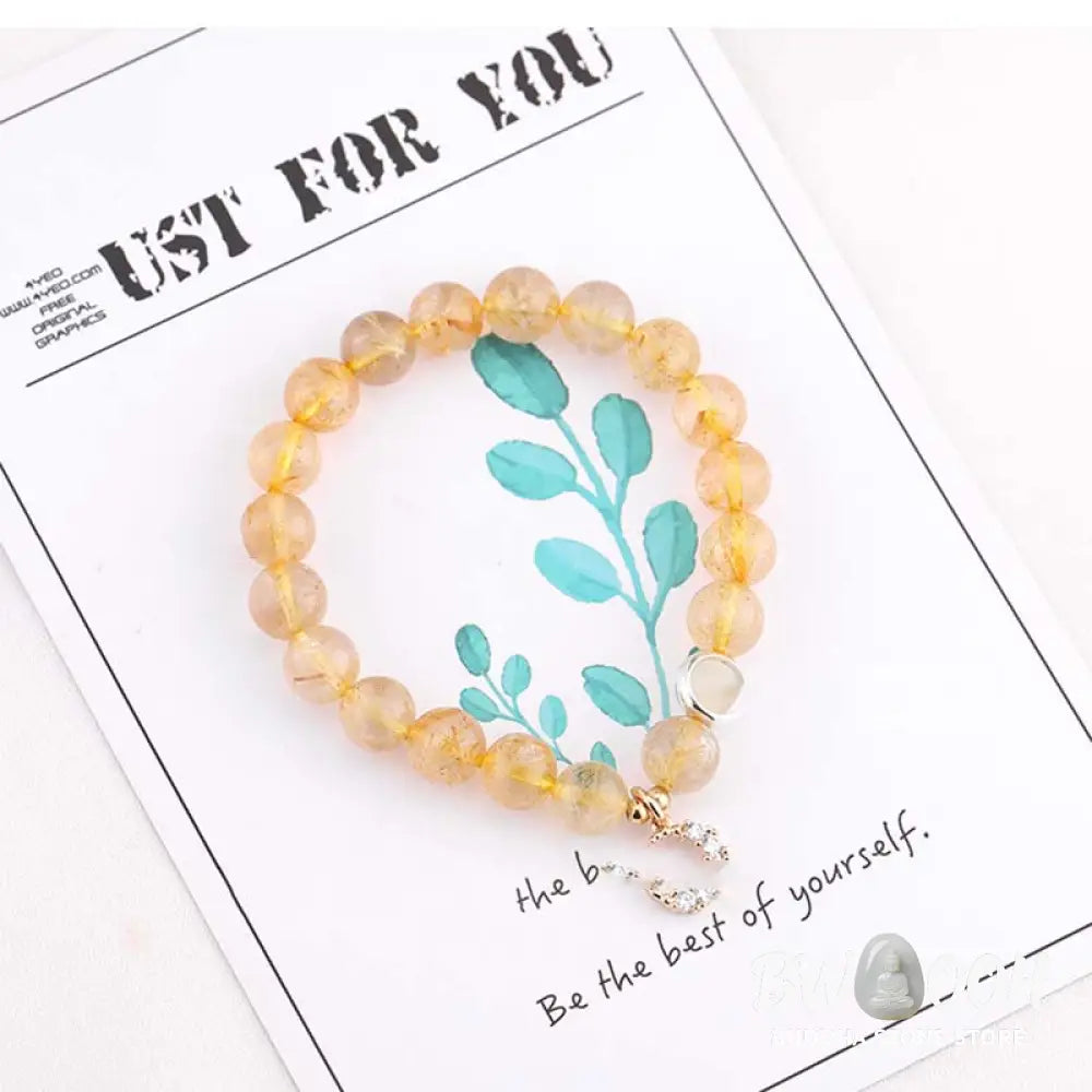 Citrine Luck Protection Moon Charm Bracelet - Citrine - Bracelet