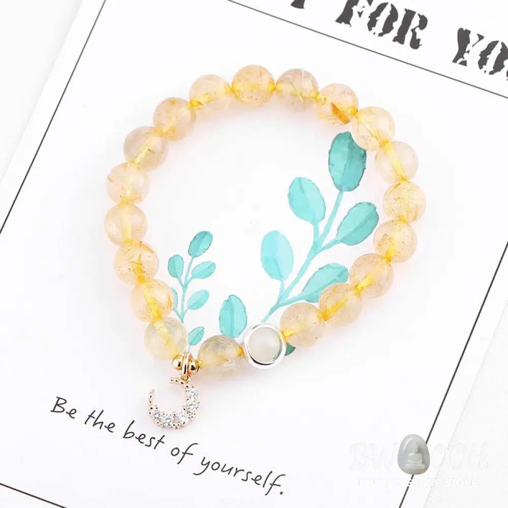 Citrine Luck Protection Moon Charm Bracelet - Citrine - Bracelet