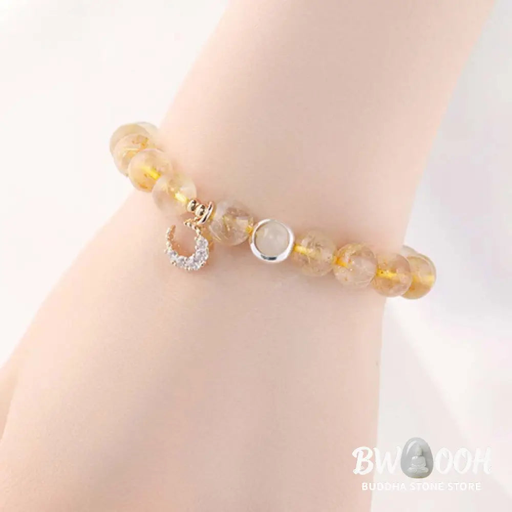 Citrine Luck Protection Moon Charm Bracelet - Citrine - Bracelet