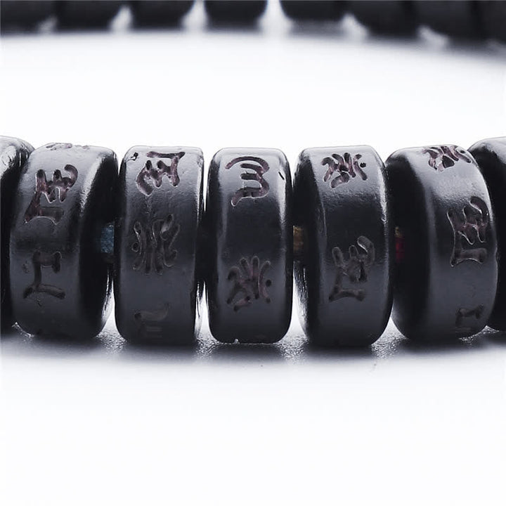BWOOOH Tibetan Coconut Shell Beads Engraved Om Mani Padme Hum Mantra Happiness Bracelet