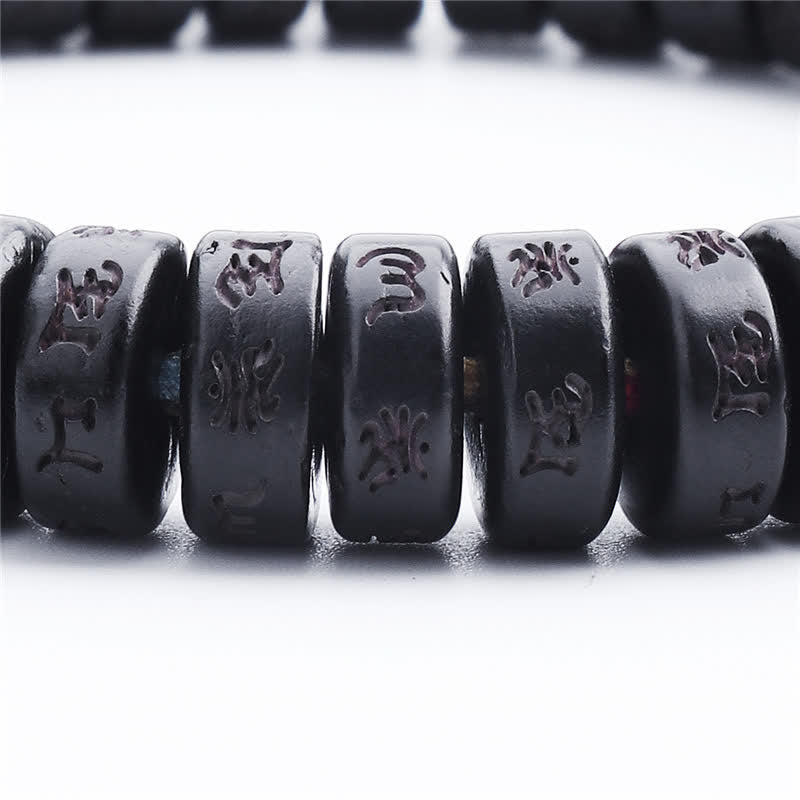 BWOOOH Tibetan Coconut Shell Beads Engraved Om Mani Padme Hum Mantra Happiness Bracelet