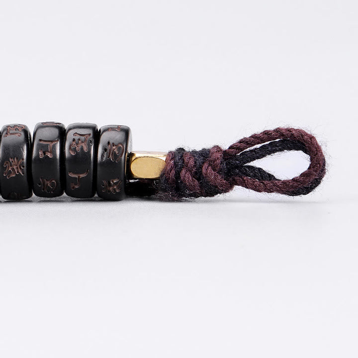 BWOOOH Tibetan Coconut Shell Beads Engraved Om Mani Padme Hum Mantra Positive String Bracelet