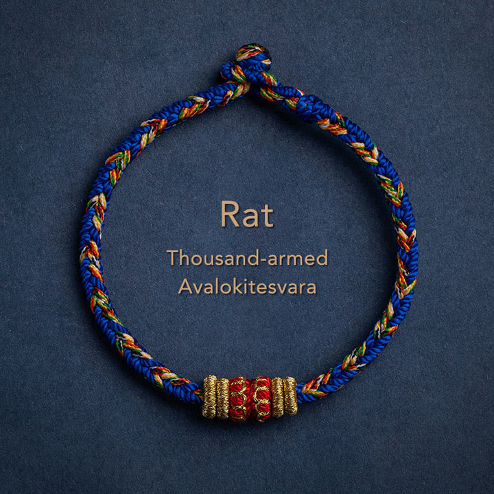 BWOOOH Tibet Handmade Chinese Zodiac Natal Buddha Luck Strength Braided String Bracelet