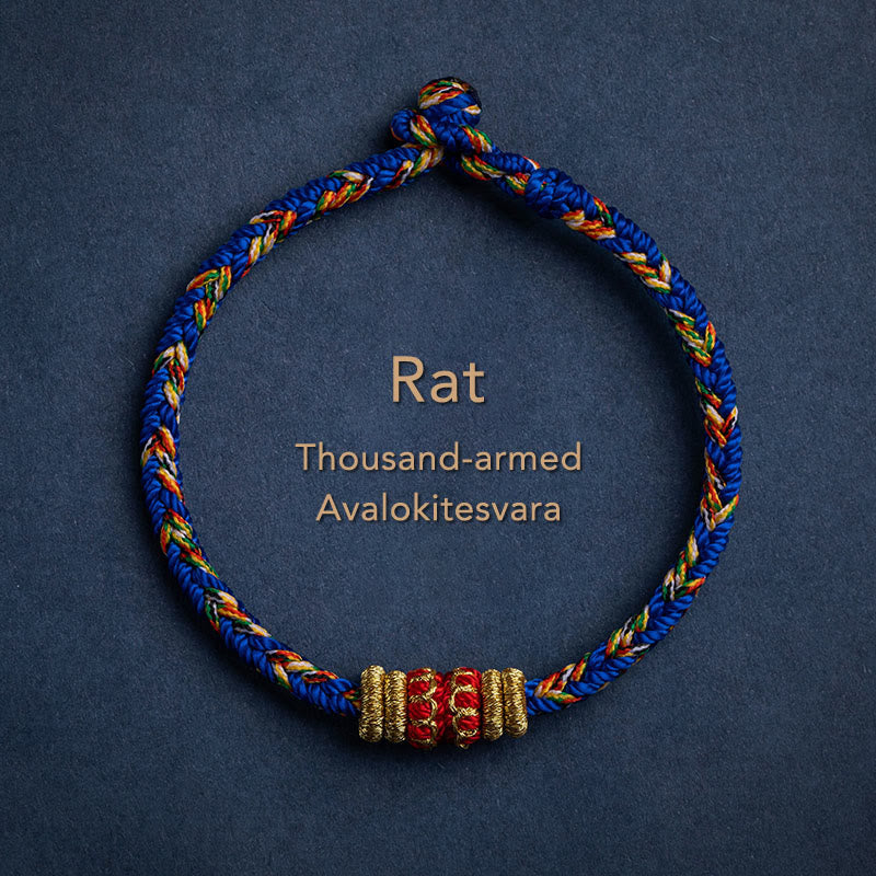 BWOOOH Tibet Handmade Chinese Zodiac Natal Buddha Luck Strength Braided String Bracelet