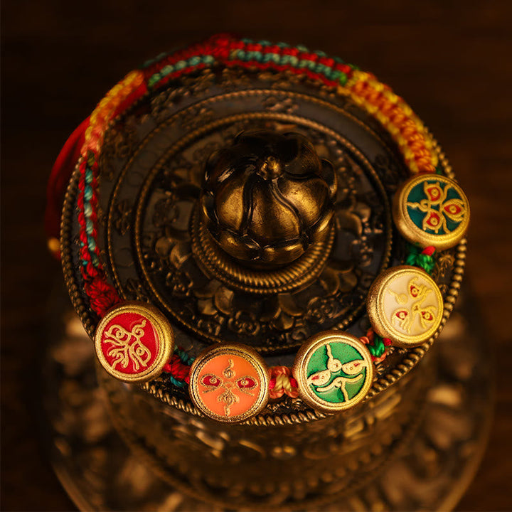 BWOOOH Tibetan Five God Of Wealth Colorful Rope Braided Luck Bracelet