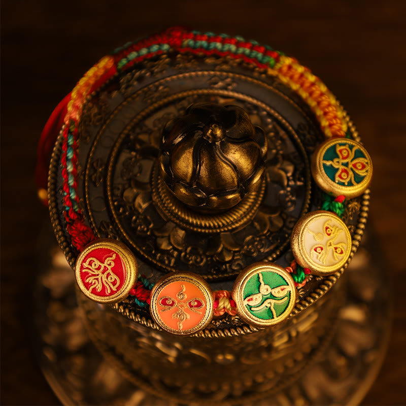 BWOOOH Tibetan Five God Of Wealth Colorful Rope Braided Luck Bracelet