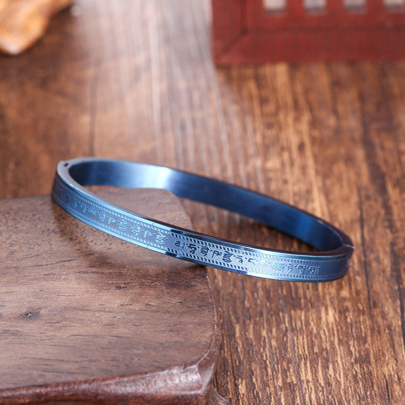 BWOOOH Titanium Steel Blessing Bracelet Bangle  -  natural stone crystal healing bracelet for spiritual healing and mindful ...