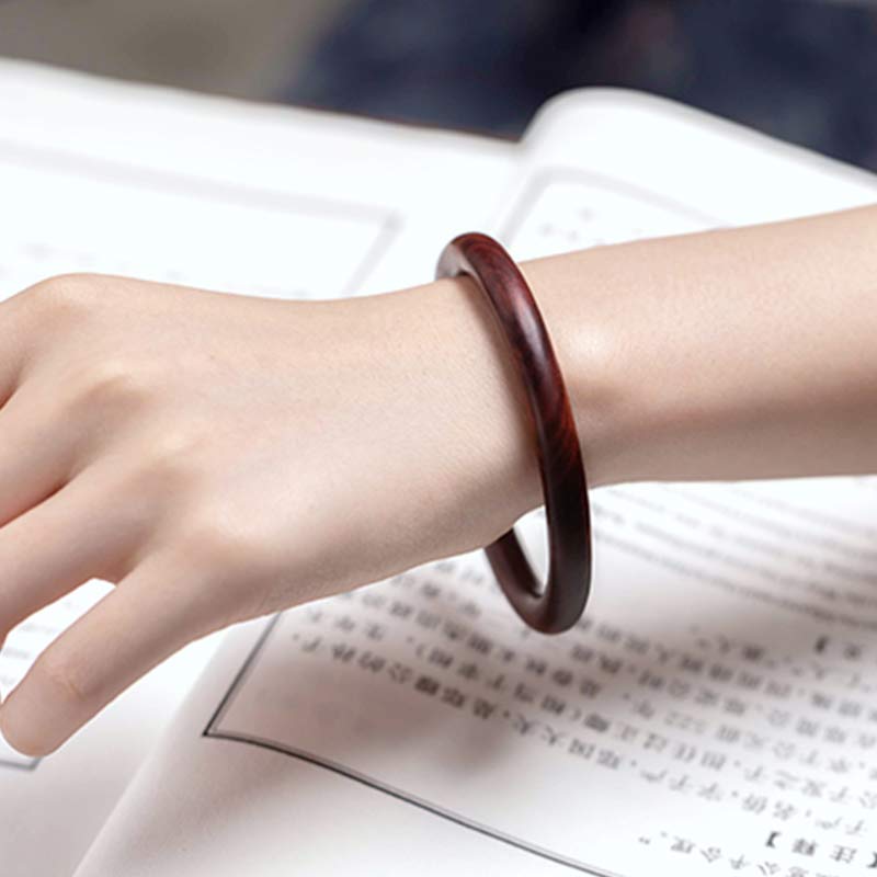 BWOOOH Tibetan Small Leaf Red Sandalwood Ebony Green Sandalwood Protection Bracelet Bangle