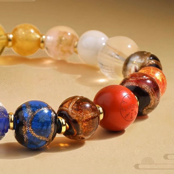 BWOOOH Tibetan Colorful Incense Ash Liuli Glass Bead Om Mani Padme Hum Dorje Vajra 18 Beads Wrist Mala
