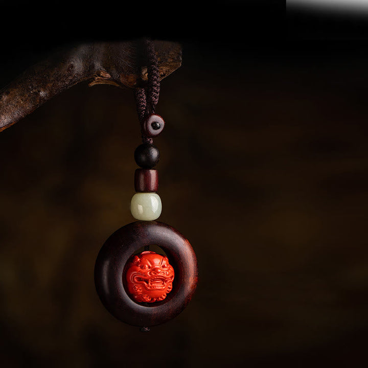 BWOOOH Tibet Om Mani Padme Hum PiXiu Copper Coin Small Leaf Red Sandalwood Cinnabar Pro | PiXiu