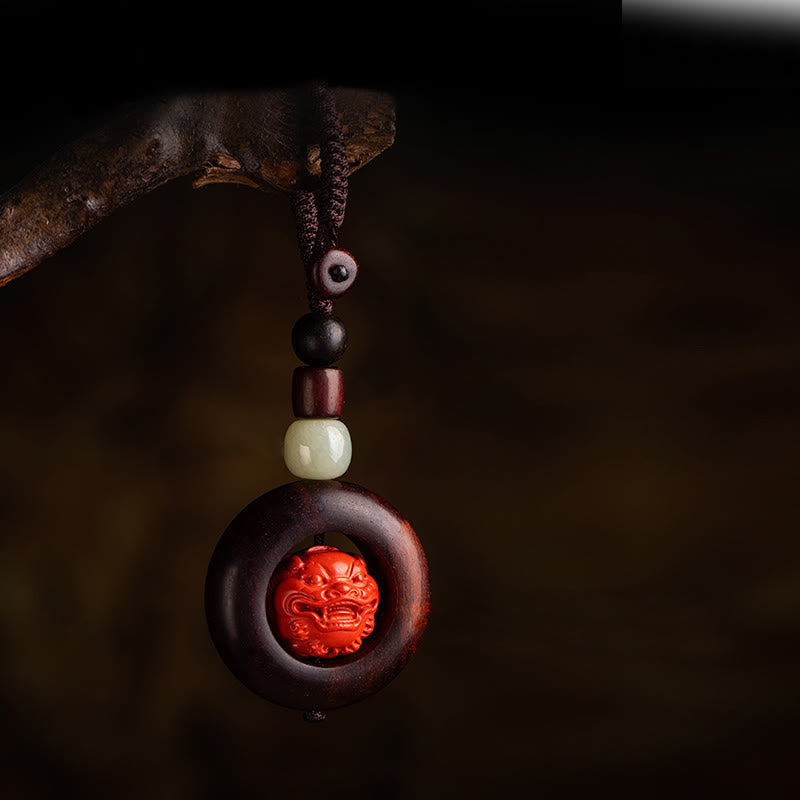BWOOOH Tibet Om Mani Padme Hum PiXiu Copper Coin Small Leaf Red Sandalwood Cinnabar Pro | PiXiu