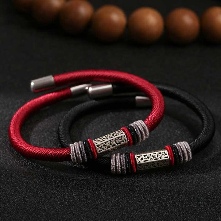 BWOOOH 925 Sterling Silver Om Mani Padme Hum Peace Red String Bracelet