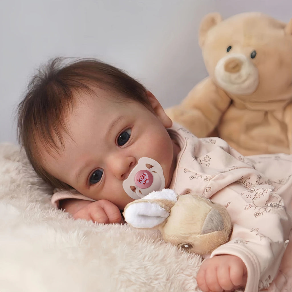 [New] 18" Cloth Body Reborn Baby Newborn Girl Doll Named Sinsda with Brown Hair with Heartbeat💖 & Sound🔊