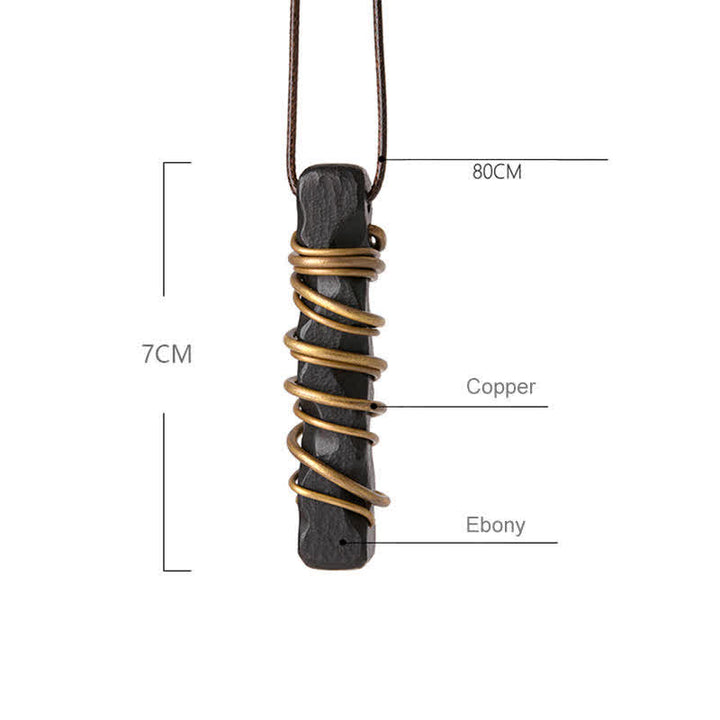 BWOOOH Tibet Ebony Wood Brass Balance Peace Necklace Pendant