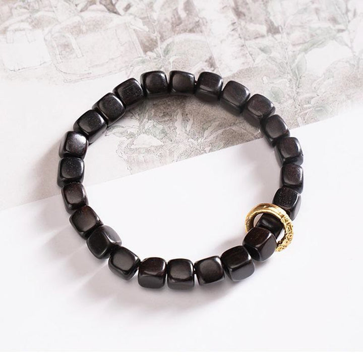 BWOOOH Tibetan Ebony Wood Dzi Bead Balance Calm Bracelet