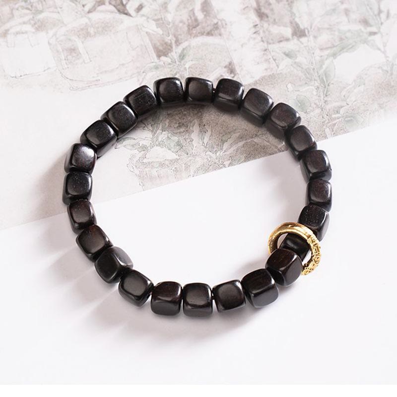 BWOOOH Tibetan Ebony Wood Dzi Bead Balance Calm Bracelet